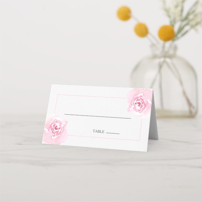 Rosa ros Bröllop Bord-platskort Placeringskort (Framsida)