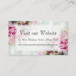 Rosa ros Bröllop går till vår webbsida Kortsida fö Tilläggskort