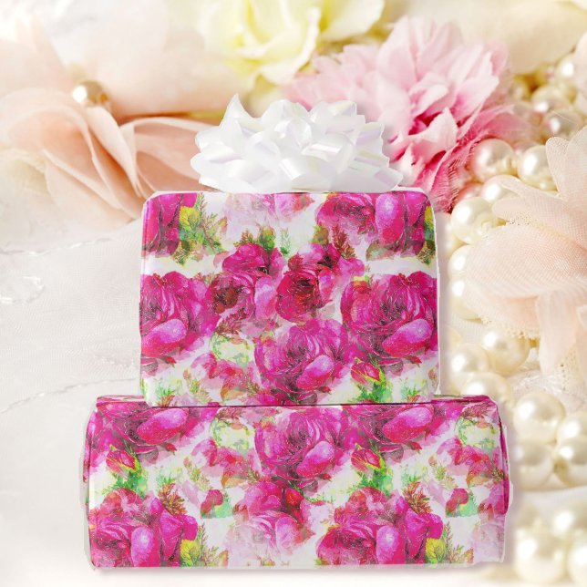 Rosa ros Bröllop Giftwrap Presentpapper (Skapare uppladdad)