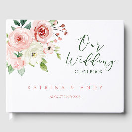 Rosa ros Bröllop Guest Bok