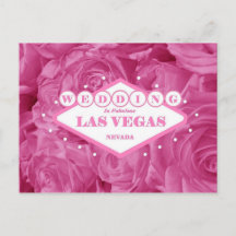 Rosa ros Bröllop i Las Vegas vykort