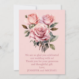 Rosa ros Bröllop Tackkort Tack Kort