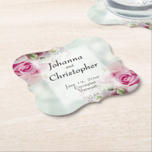 Rosa ros Bröllop Underlägg Papper