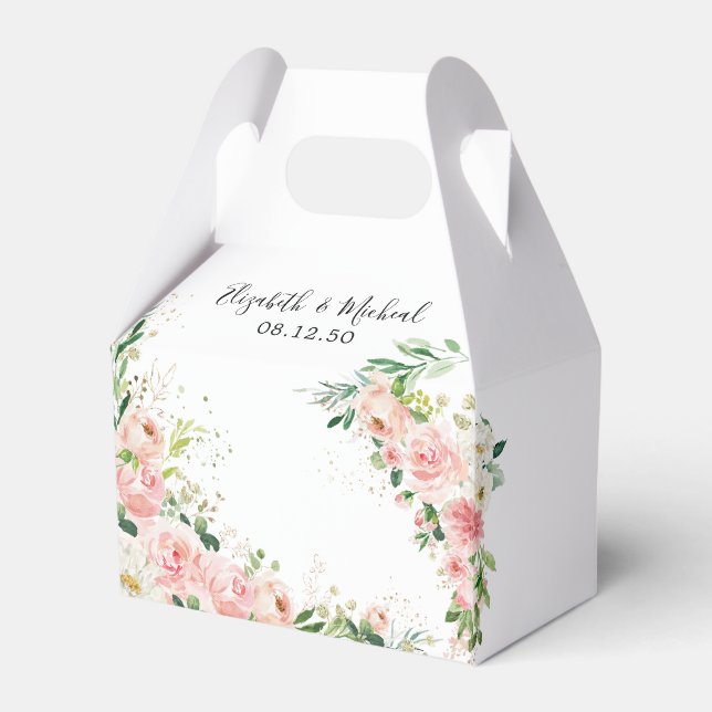  Rosa ros bröllopsfavoritruta Presentaskar (Framsidan Sidan)