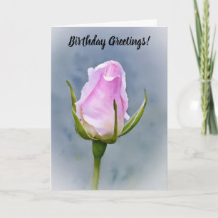 Rosa ros Bud Art Birthday Card Kort