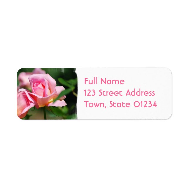 Rosa ros Bud-mejseletiketter Returadress Etikett (Framsidan)