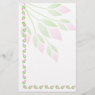 Rosa ros Buds Stationery-Blommigt Brevpapper