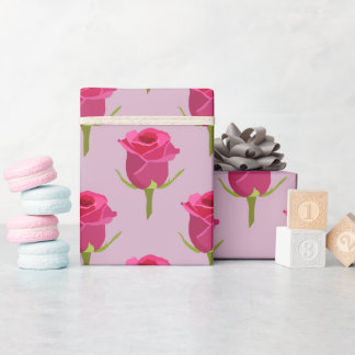 Rosa ros Buds Valentine Wrapping Papper Presentpapper