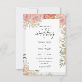 rosa ros bussfärgkonst inbjudningar