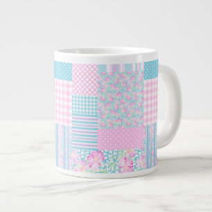 Rosa ros, Butterflies Faux Patchwork Jumbo Mugg