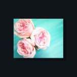 Rosa ros canvastryck<br><div class="desc">Rosa ros på teal</div>