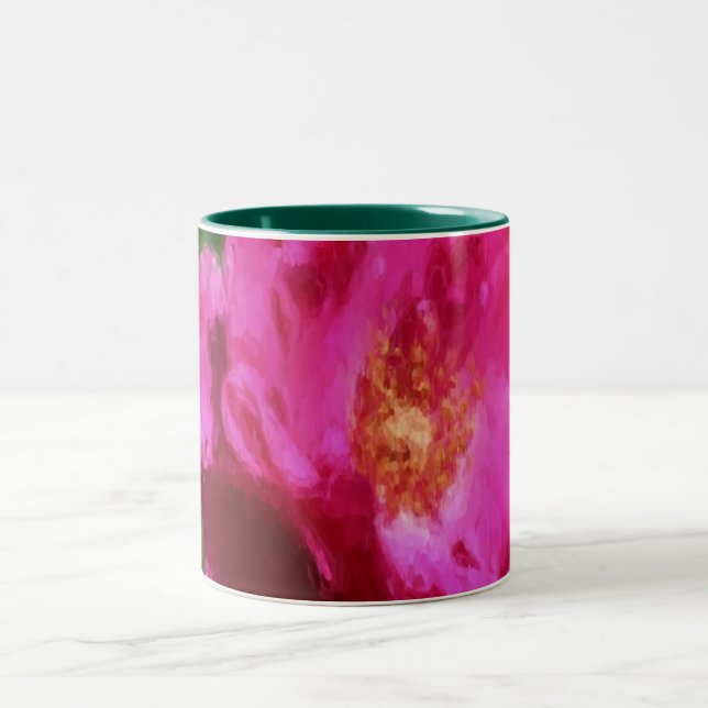 Rosa ros Chalk Teckning Blommigt Art Två-Tonad Mugg (Center)