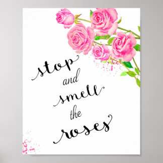 Rosa ros citerar, stoppa och lukta ro poster