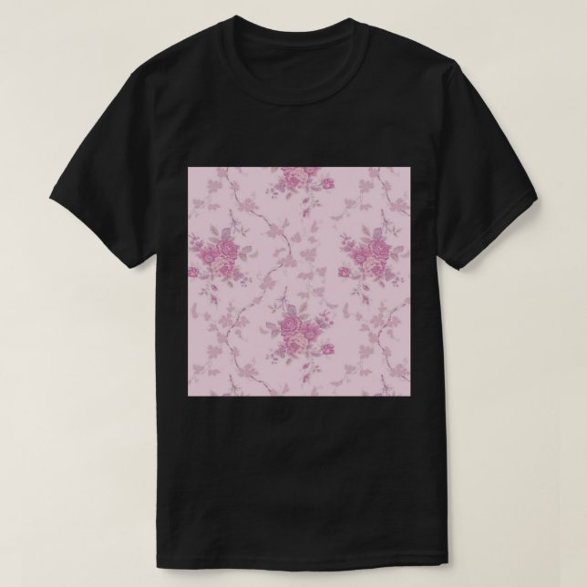 Rosa ros coquette-utskrift Chiffon Top T Shirt (Design framsida)