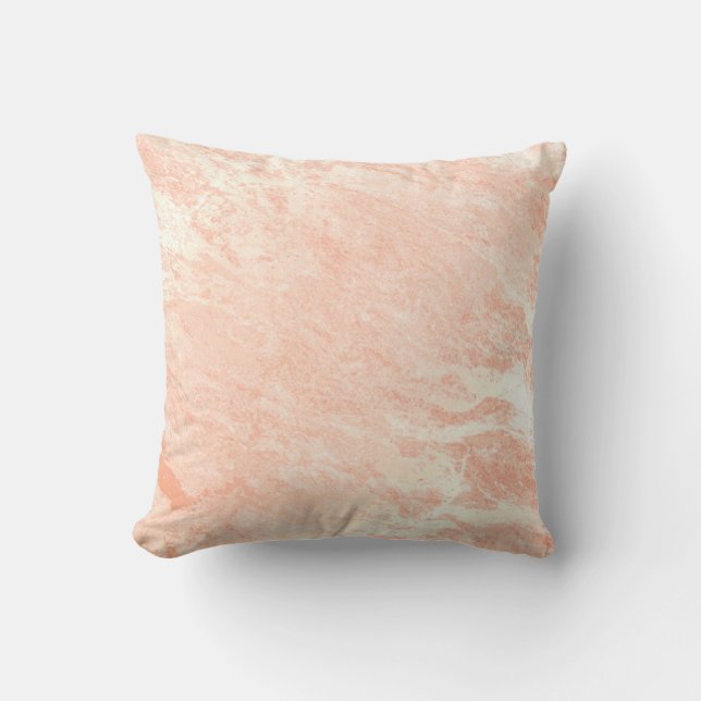Rosa ros  Coral Peach Glam Marble White Kudde (Framsida)