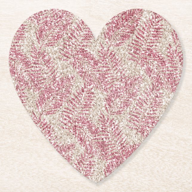 Rosa ros Cream Glitter Glitz Tropical Löv Underlägg Papper (Framsida)