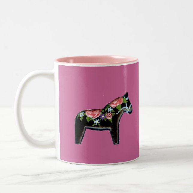 Rosa ros Dala Horse Mugg (Vänster)
