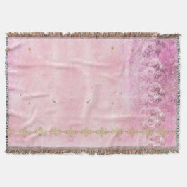 Rosa ros Damask Grunge - Blanket Filt