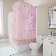 Rosa ros Damask Grunge - Shower Curtain