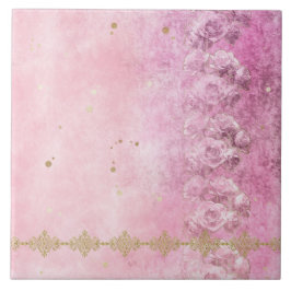 Rosa ros Damask Grunge - Tile Kakelplatta