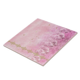 Rosa ros Damask Grunge - Tile Kakelplatta