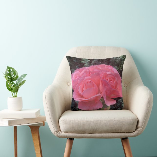 Rosa ros dekorativ kudde (Stol)
