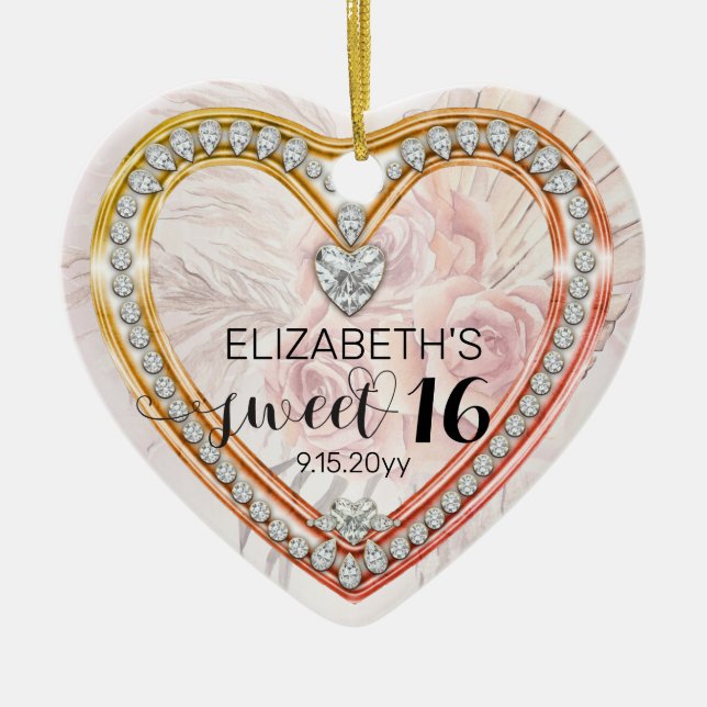 rosa ros |Diamanter Sweet 16 Keepsaké Ornament (Framsidan)