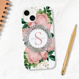 Rosa ros Diamonds Monogram med låg Anpassningsbar