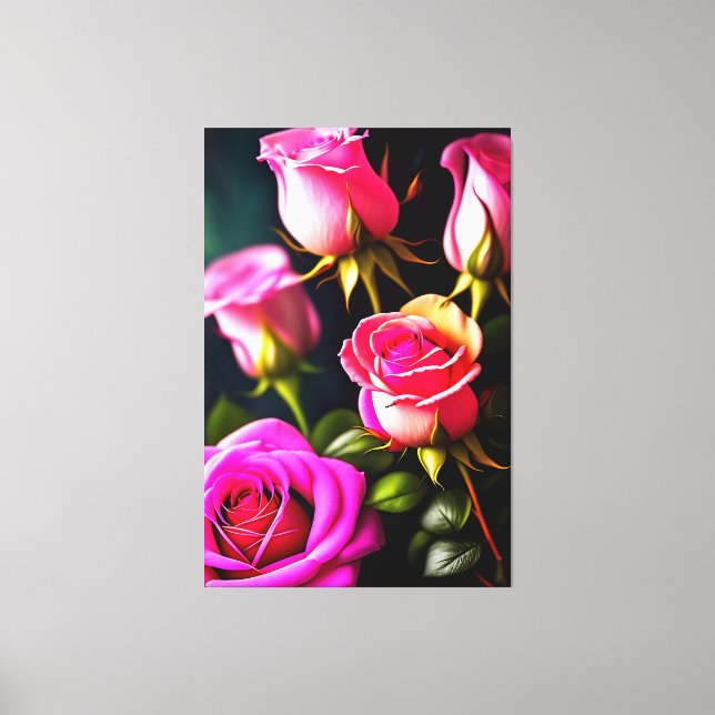 Rosa ros Digital Artwork-48345 Canvastryck (Framsida)