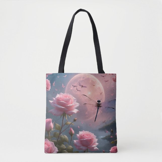 Rosa ros & Dragonfly Tygkasse (Framsida)