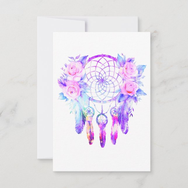 Rosa ros Dreamcatcher Blommigt Dreams Meddelande (Framsida)