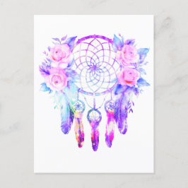 Rosa ros Dreamcatcher Blommigt Dreams Meddelande Vykort