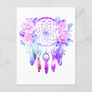 Rosa ros Dreamcatcher Blommigt Dreams Meddelande Vykort