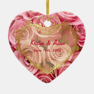 Rosa ros Elegance - Anpassa Julgransprydnad Keramik