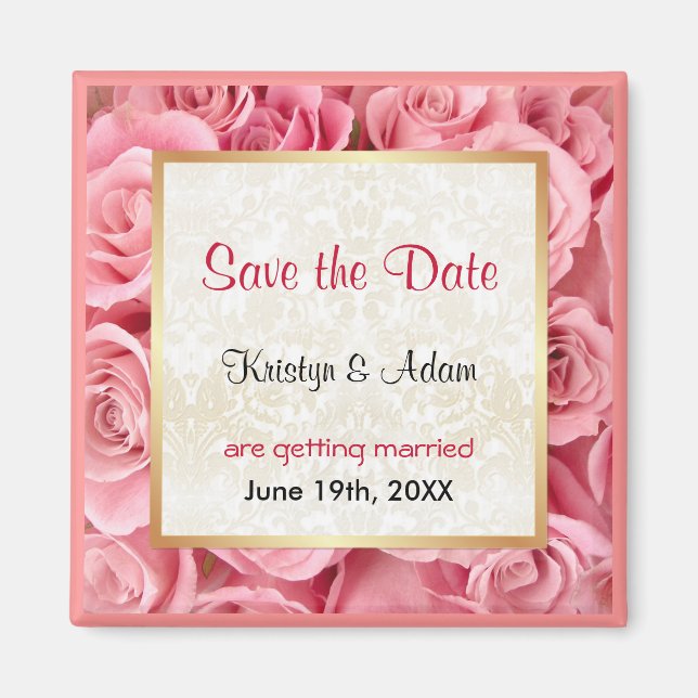 Rosa ros Elegance Magnet (Framsidan)