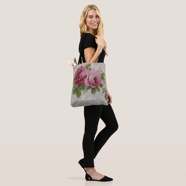 Rosa ros Elegance Tote Tygkasse (På modell)
