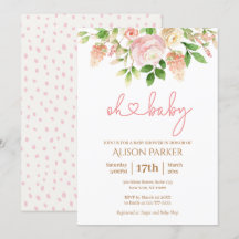 Rosa ros Elegant Blommigt Baby Shower