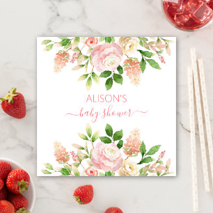 Rosa ros Elegant Blommigt Baby Shower Pappersservett