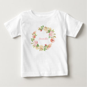 Rosa ros Elegant Blommigt Girl T Shirt