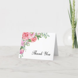 Rosa ros Elegant bröllop Tack Kort