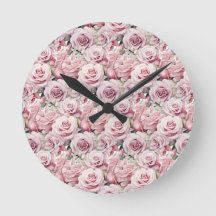 Rosa ros Elegant Maximalist Wall Clock