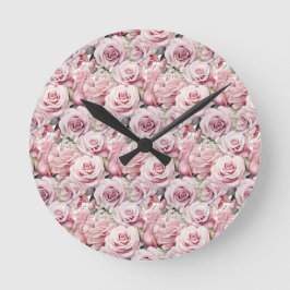 Rosa ros Elegant Maximalist Wall Clock Rund Klocka