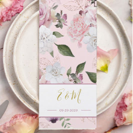 Rosa ros Elegant Romantic Monogram Menu Meny