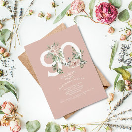 Rosa ros Elegantens 90:e  Födelsedagsfest Inbjudningar