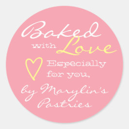 Rosa ros enkelt tillverkat med Kärlek Heart Pastel Runt Klistermärke