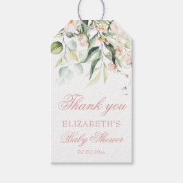 Rosa ros Eucalyptus Baby Shower Tack Presentetikett