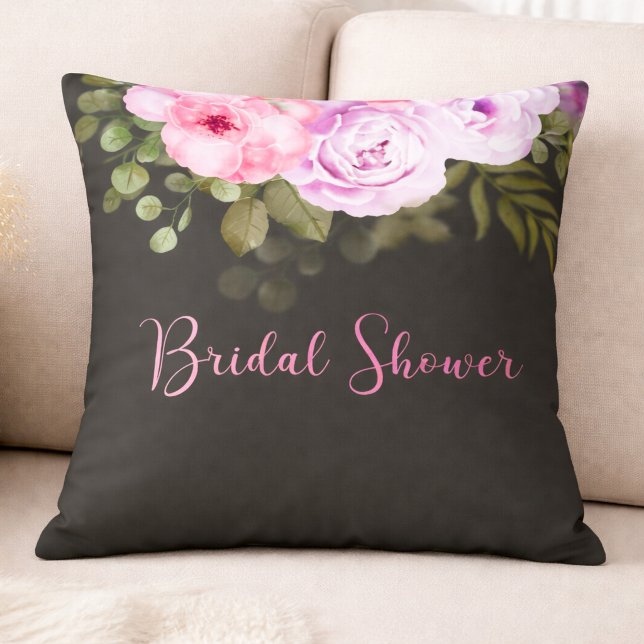 Rosa ros & Eucalyptus Blommig Bröllopsdusch Kudde (Skapare uppladdad)