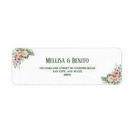  Rosa ros Eucalyptus Bröllop Returadress Returadress Etikett