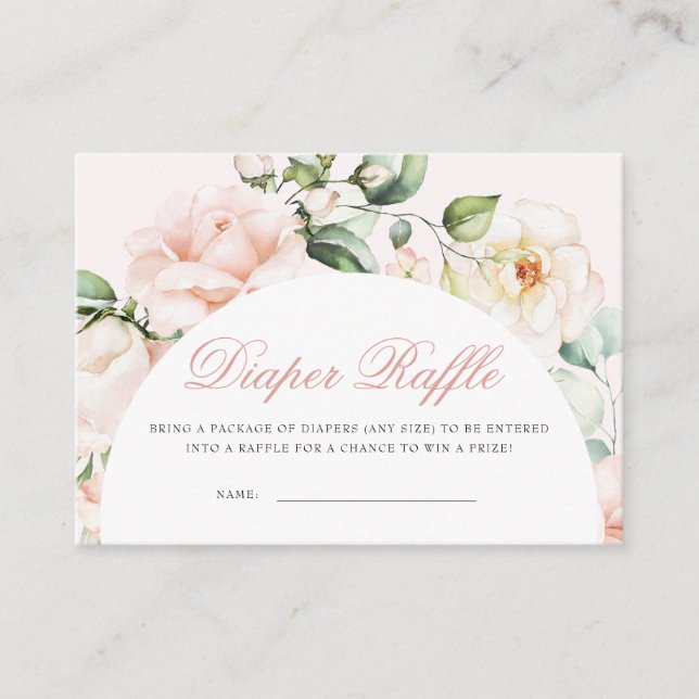  Rosa ros Eucalyptus Diaper Raffle Tilläggskort (Framsida)