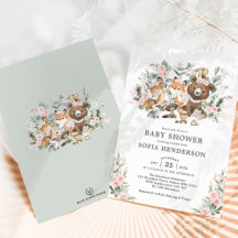 Rosa ros Eucalyptus Woodland Animals Baby Shower